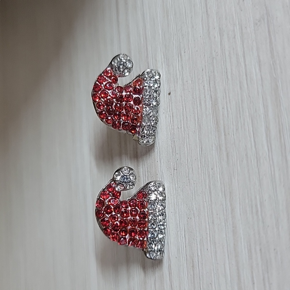 Santa Hat Sparkle Earrings, Choice Of Style - Picture 3 of 7